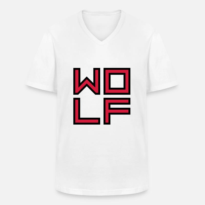 Innerer Wolf Logo - Männer-T-Shirt mit V-Ausschnitt - Weiß