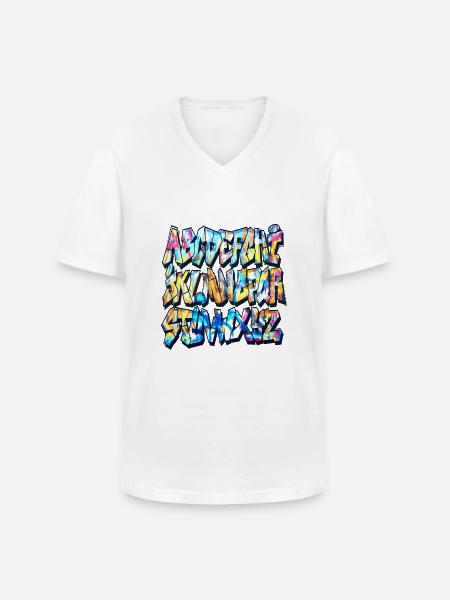 Alphabet graffiti - T-shirt col V Homme - blanc