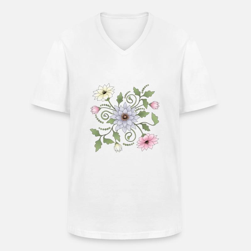 Blumen - Männer-T-Shirt mit V-Ausschnitt - Weiß