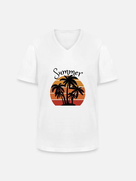 Summer - T-shirt col V Homme - blanc