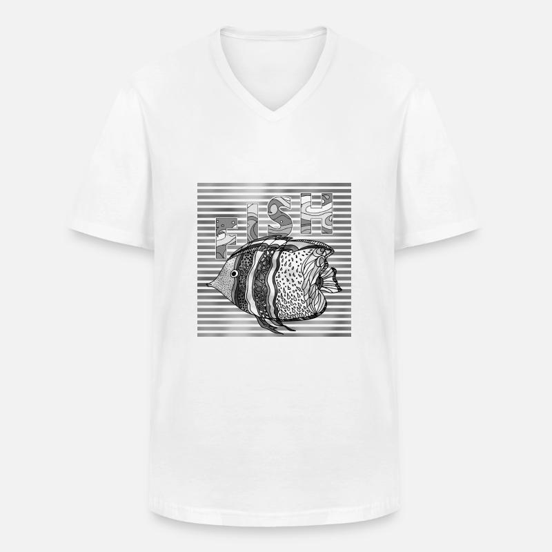Fisch - Männer-T-Shirt mit V-Ausschnitt - Weiß