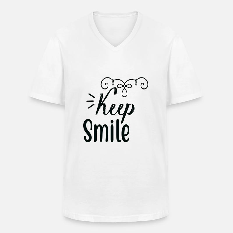Keep Smile - Männer-T-Shirt mit V-Ausschnitt - Weiß