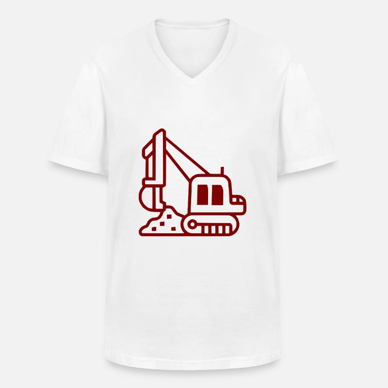 Bagger - Männer-T-Shirt mit V-Ausschnitt - Weiß