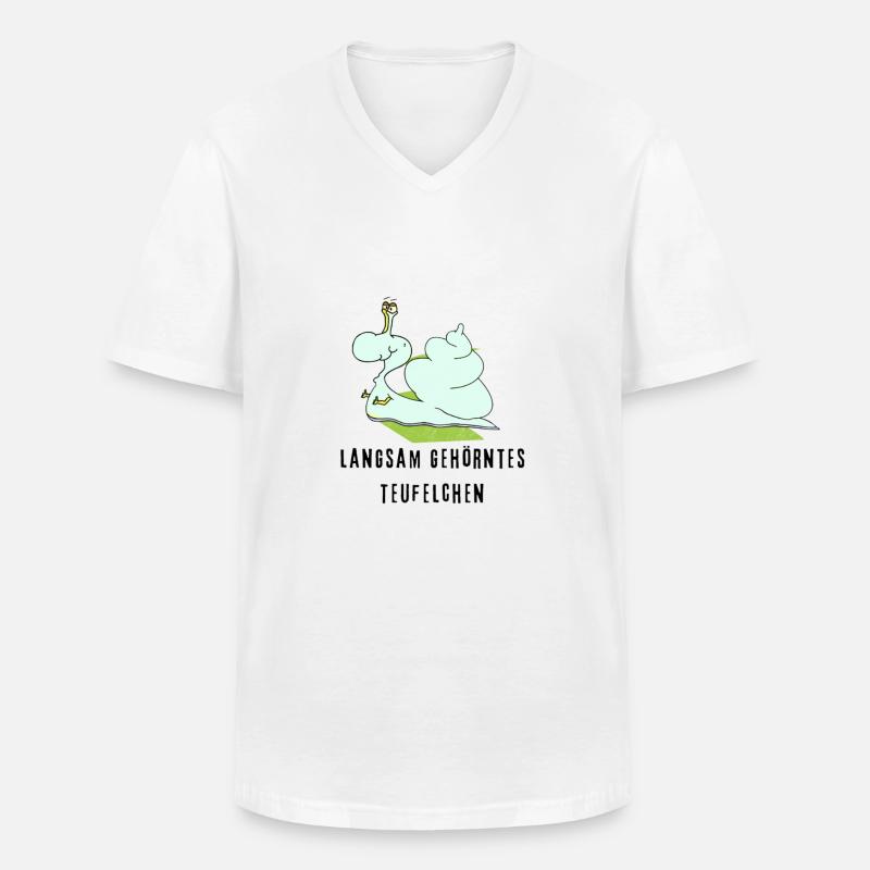 langsam gehörntes Teufelchen - Männer-T-Shirt mit V-Ausschnitt - Weiß