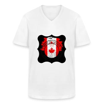 Canada, feuille d’érable. - T-shirt col V Homme - blanc - Devant - AI Model Male 185 light (185cm)