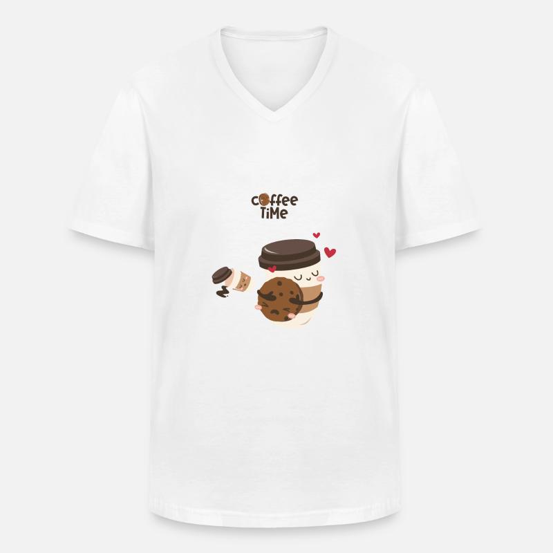 Kaffeezeit 2 - Männer-T-Shirt mit V-Ausschnitt - Weiß