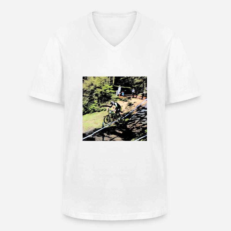 MTB MTB MTB Abfahrt - Männer-T-Shirt mit V-Ausschnitt - Weiß