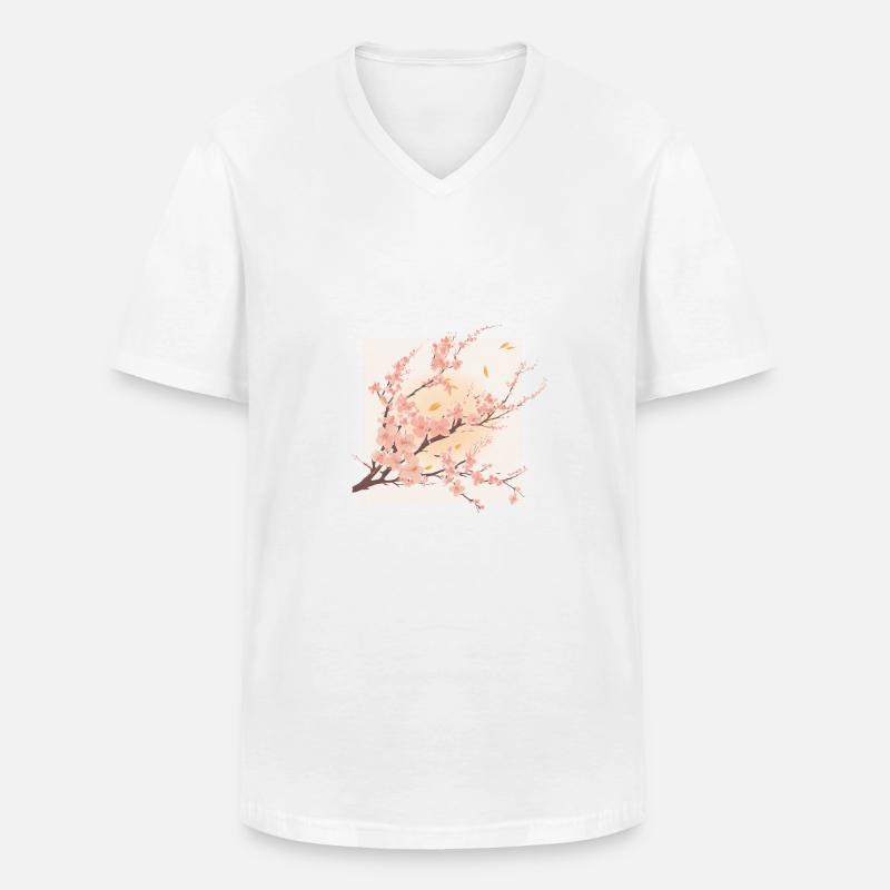 Sakura blüht - Männer-T-Shirt mit V-Ausschnitt - Weiß