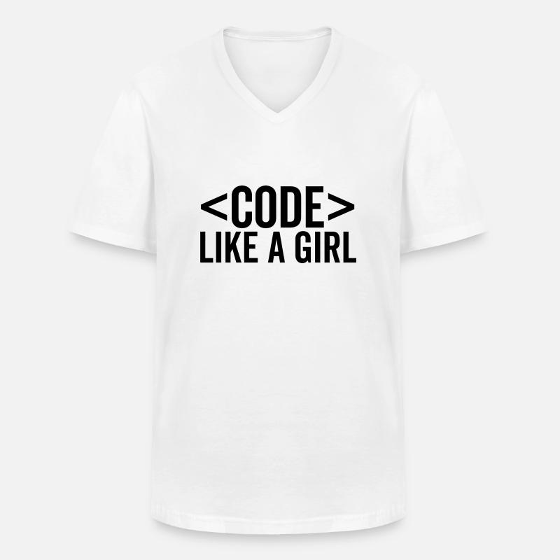 Code wie ein Mädchen - Männer-T-Shirt mit V-Ausschnitt - Weiß