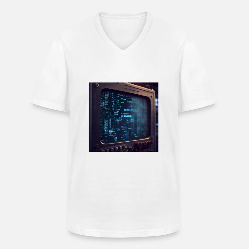 Code auf einem PC-Bildschirm - Männer-T-Shirt mit V-Ausschnitt - Weiß
