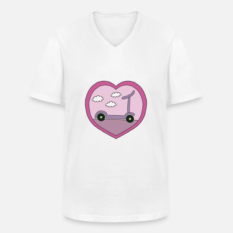 Roller im rosa Design - Männer-T-Shirt mit V-Ausschnitt - Weiß