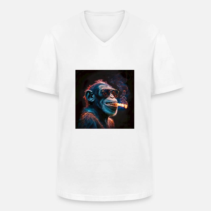 Cool Monkey, generative KI - Männer-T-Shirt mit V-Ausschnitt - Weiß
