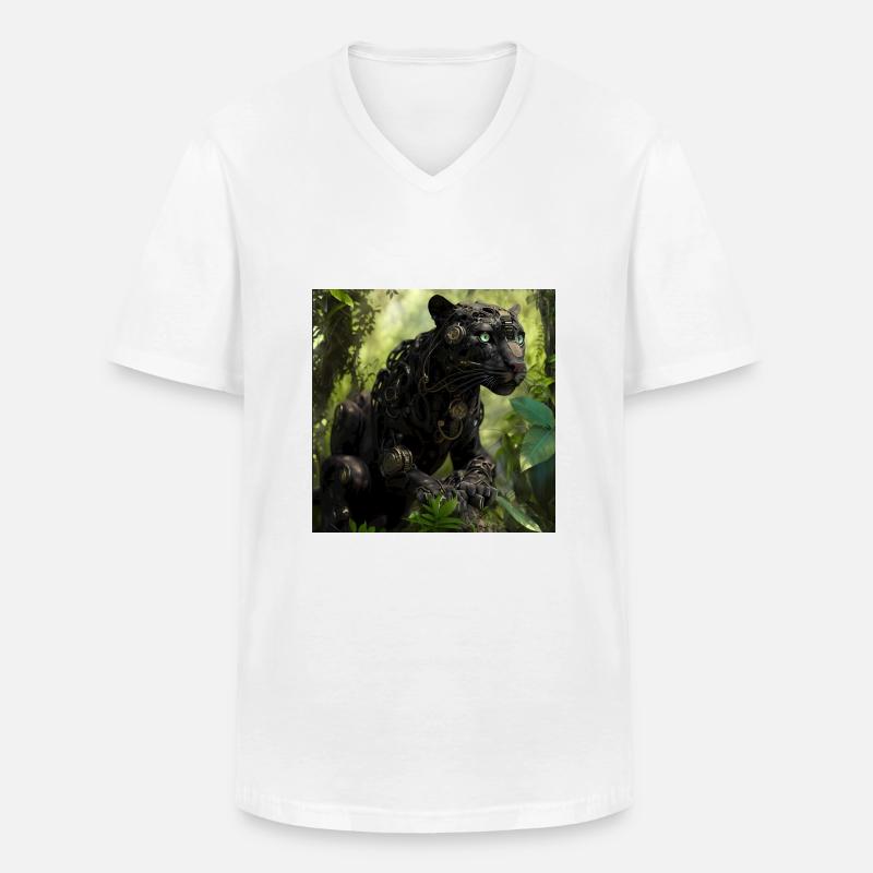 Panter 4 - Männer-T-Shirt mit V-Ausschnitt - Weiß