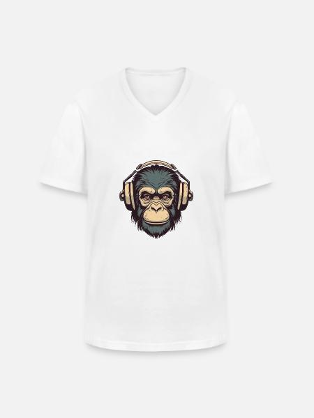 Funky Bloody Monkey - Men's V-Neck T-Shirt - white
