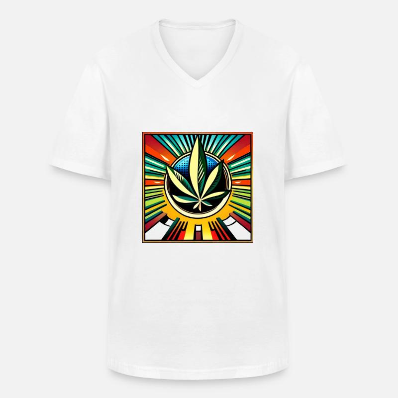 Cannabis comic style - Männer-T-Shirt mit V-Ausschnitt - Weiß