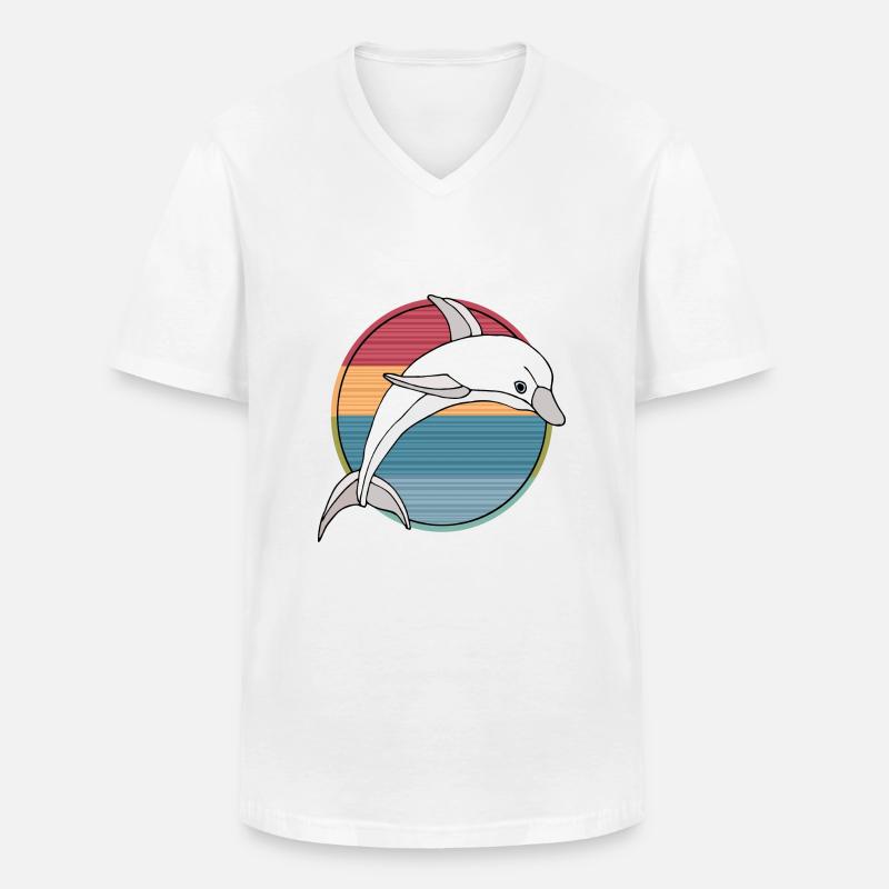 Delfin - Männer-T-Shirt mit V-Ausschnitt - Weiß