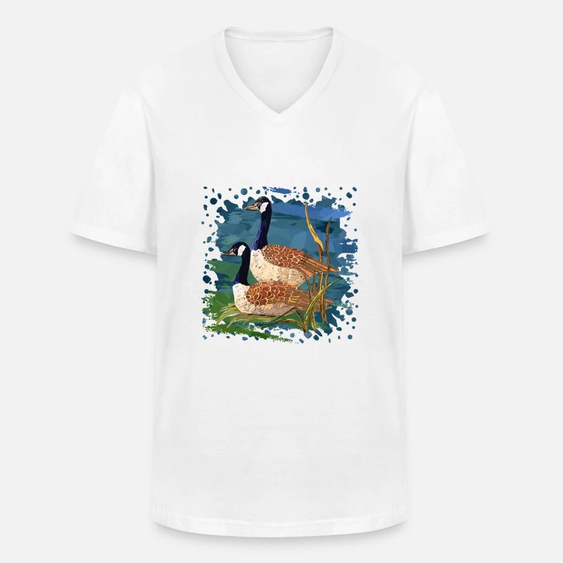 Vögel - Männer-T-Shirt mit V-Ausschnitt - Weiß