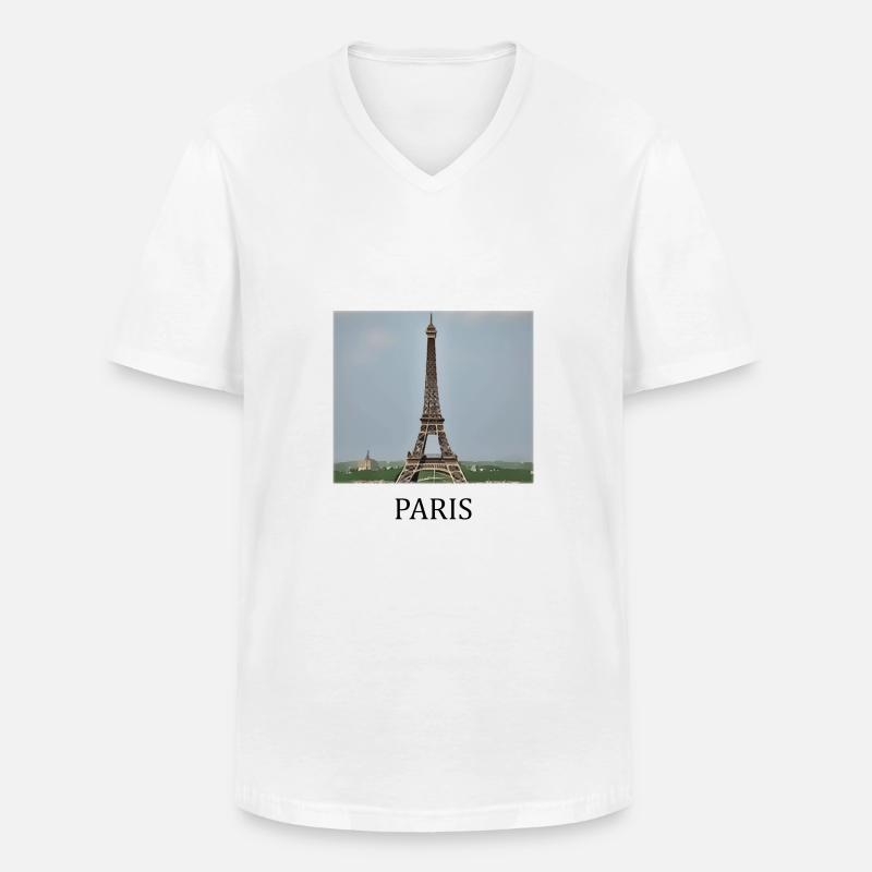 Paris - Männer-T-Shirt mit V-Ausschnitt - Weiß