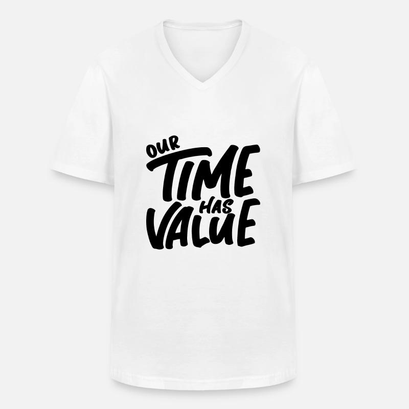 Our Time Has Value - Männer-T-Shirt mit V-Ausschnitt - Weiß