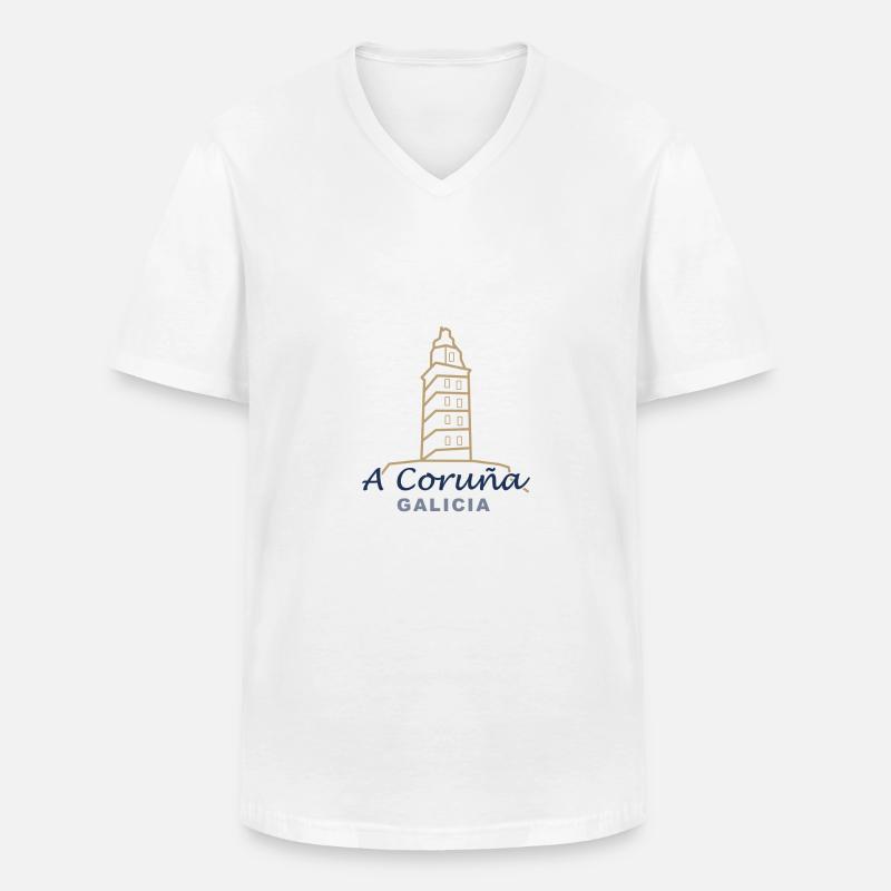 A Coruña - Männer-T-Shirt mit V-Ausschnitt - Weiß