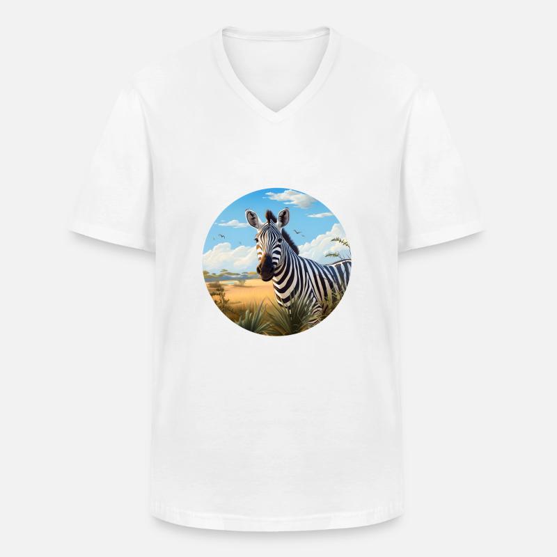 Zebra in Savanne - Männer-T-Shirt mit V-Ausschnitt - Weiß