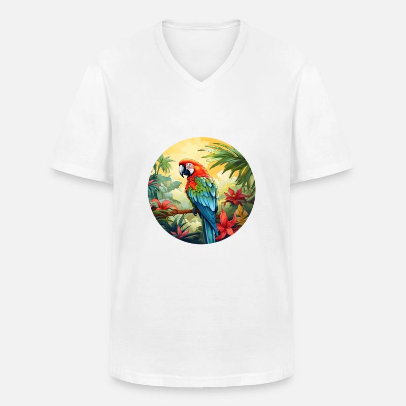 Kubanischer Roter Ara - Männer-T-Shirt mit V-Ausschnitt - Weiß