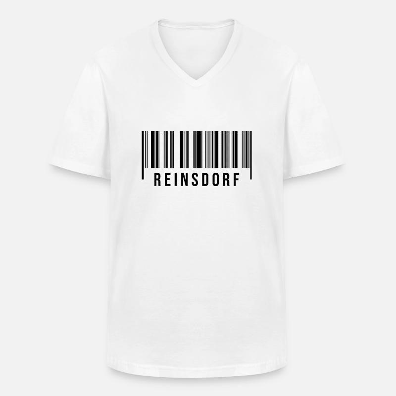 Erzgebirge Strichcode Reinsdorf - Männer-T-Shirt mit V-Ausschnitt - Weiß