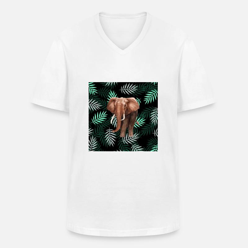 Palmen-Muster, Elefant Palm Pattern, Elephant - Männer-T-Shirt mit V-Ausschnitt - Weiß