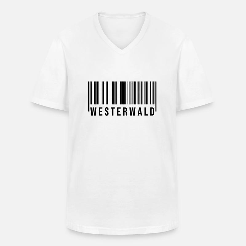 Westerwald Strichcode - Männer-T-Shirt mit V-Ausschnitt - Weiß
