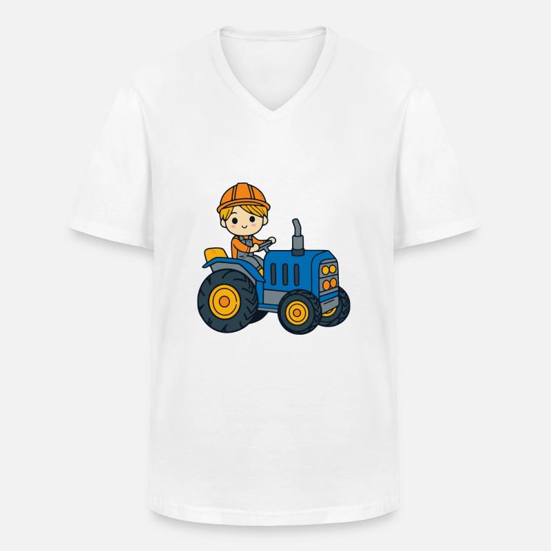 Traktor Junge Kinder - Männer-T-Shirt mit V-Ausschnitt - Weiß