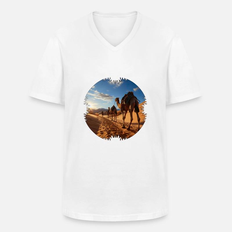 Reise mit einer Kamelkarawane - Männer-T-Shirt mit V-Ausschnitt - Weiß
