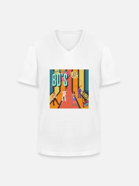 Retro Roller Groove - Men's V-Neck T-Shirt - white