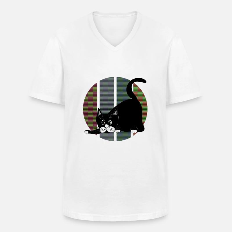 Katze - Männer-T-Shirt mit V-Ausschnitt - Weiß