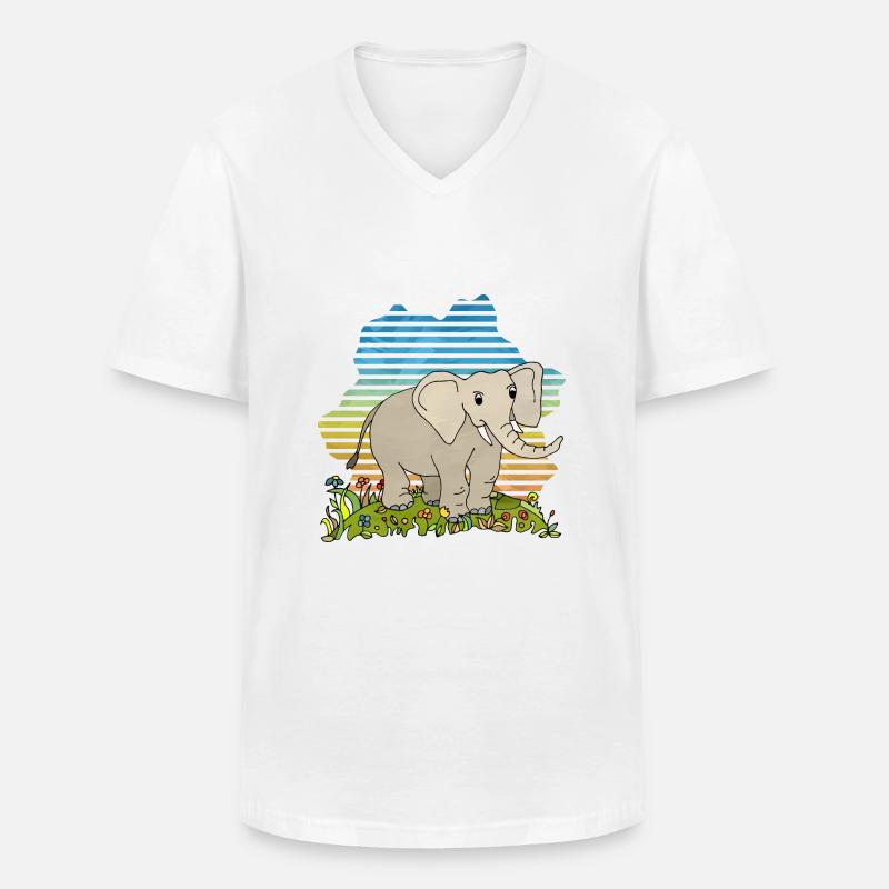 Elefant - Männer-T-Shirt mit V-Ausschnitt - Weiß