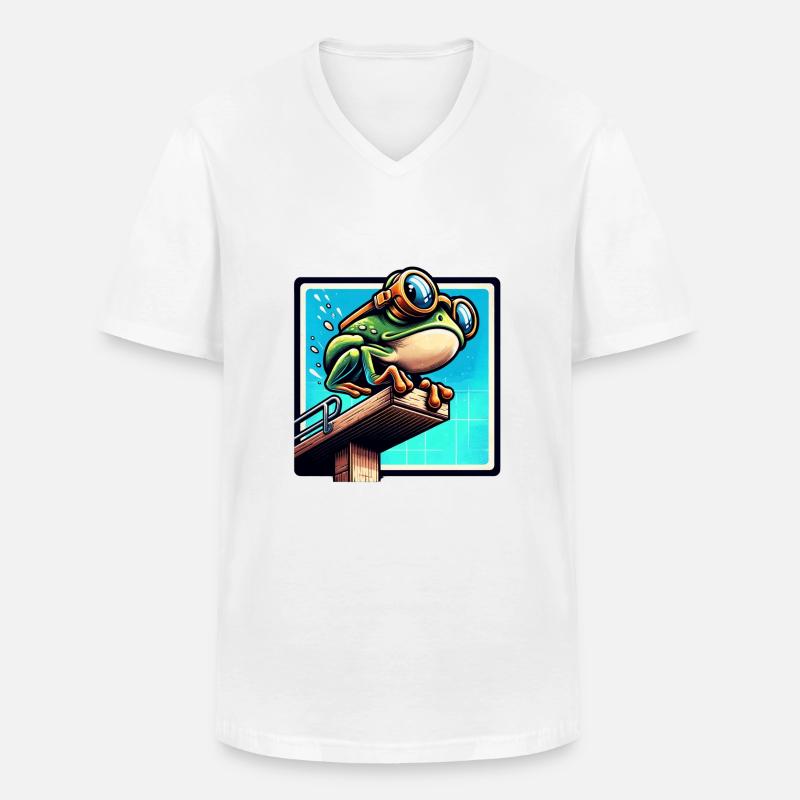 Frosch bereit zum Tauchen - Männer-T-Shirt mit V-Ausschnitt - Weiß