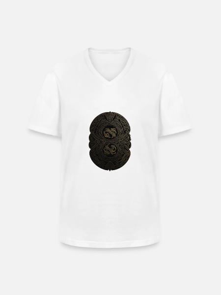 Maya Schwarz-Gold-Monogramm - Männer-T-Shirt mit V-Ausschnitt - Weiß