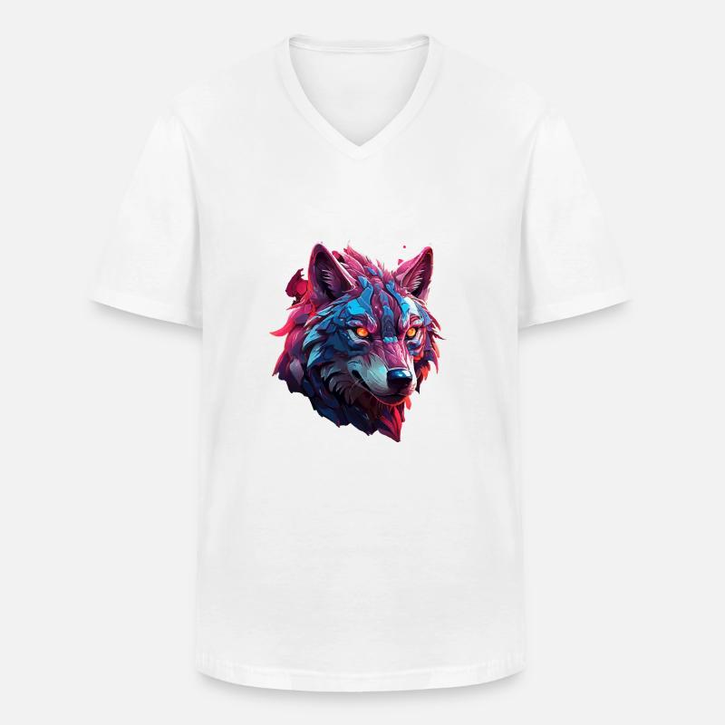 Wolf - Männer-T-Shirt mit V-Ausschnitt - Weiß