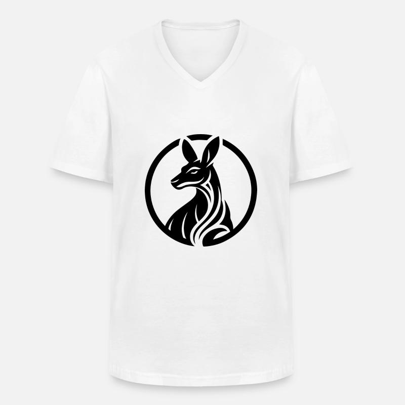 Känguru Logo in schwarz-weiß - Männer-T-Shirt mit V-Ausschnitt - Weiß