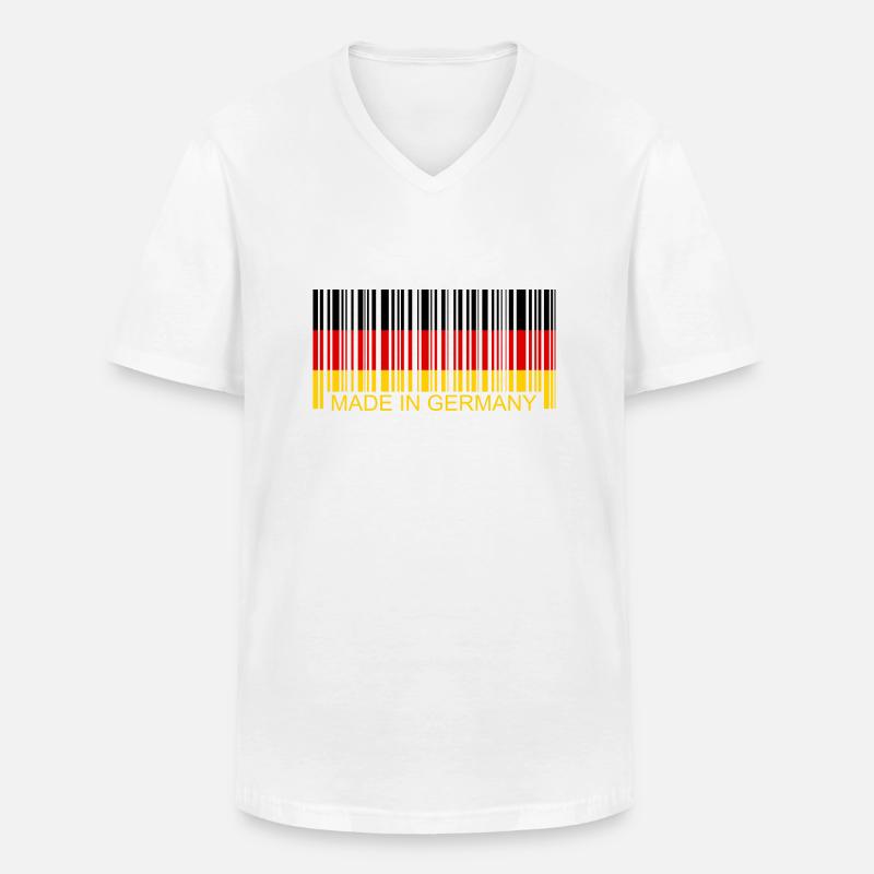 Barcode Made in Germany - Männer-T-Shirt mit V-Ausschnitt - Weiß