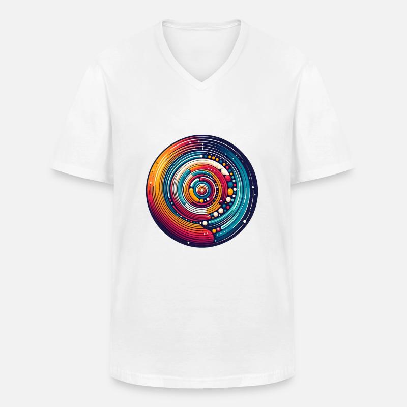 Psychedelic Planets - Männer-T-Shirt mit V-Ausschnitt - Weiß