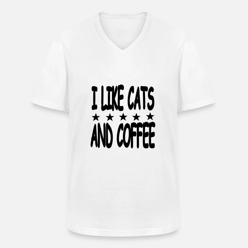 Katzen - Männer-T-Shirt mit V-Ausschnitt - Weiß