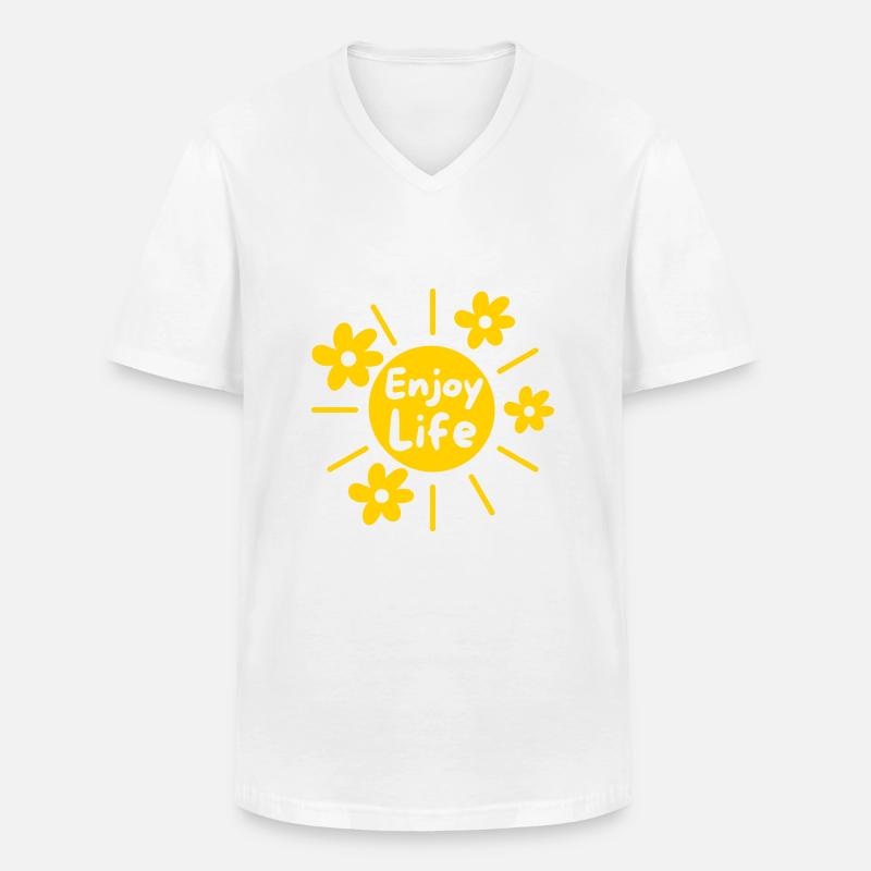 Genieße das Leben - Männer-T-Shirt mit V-Ausschnitt - Weiß