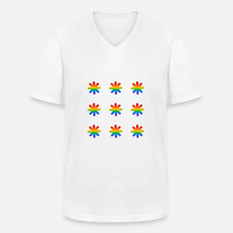 Regenbogen-Blumen - Männer-T-Shirt mit V-Ausschnitt - Weiß