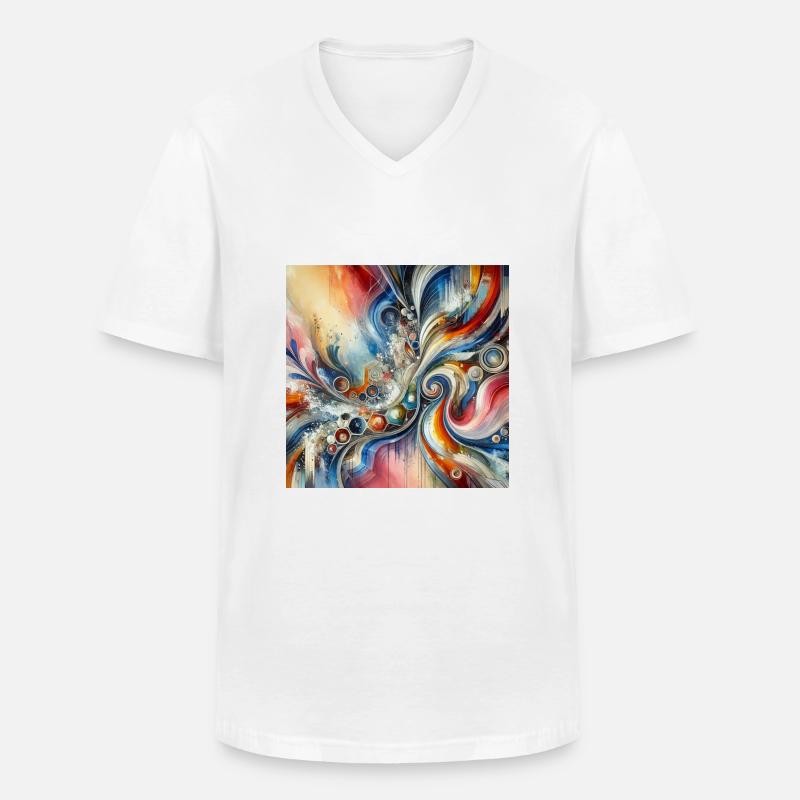 Lebendige Echos - Abstraktes Gemälde - Männer-T-Shirt mit V-Ausschnitt - Weiß