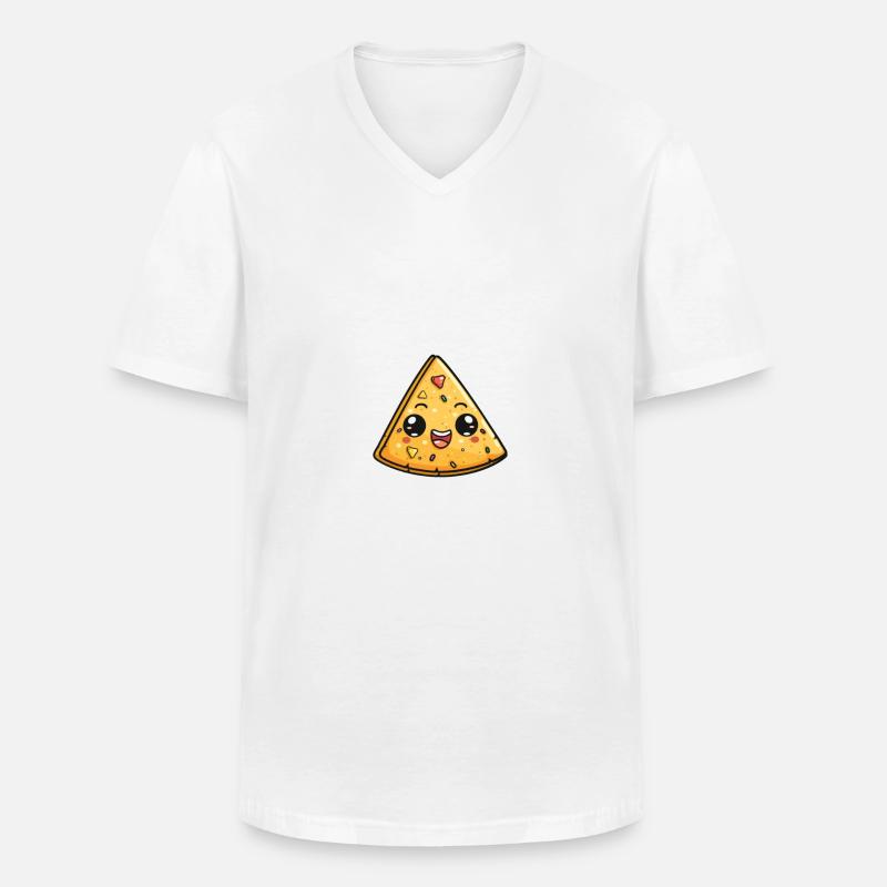 Lächelnder Nacho Chip - Männer-T-Shirt mit V-Ausschnitt - Weiß