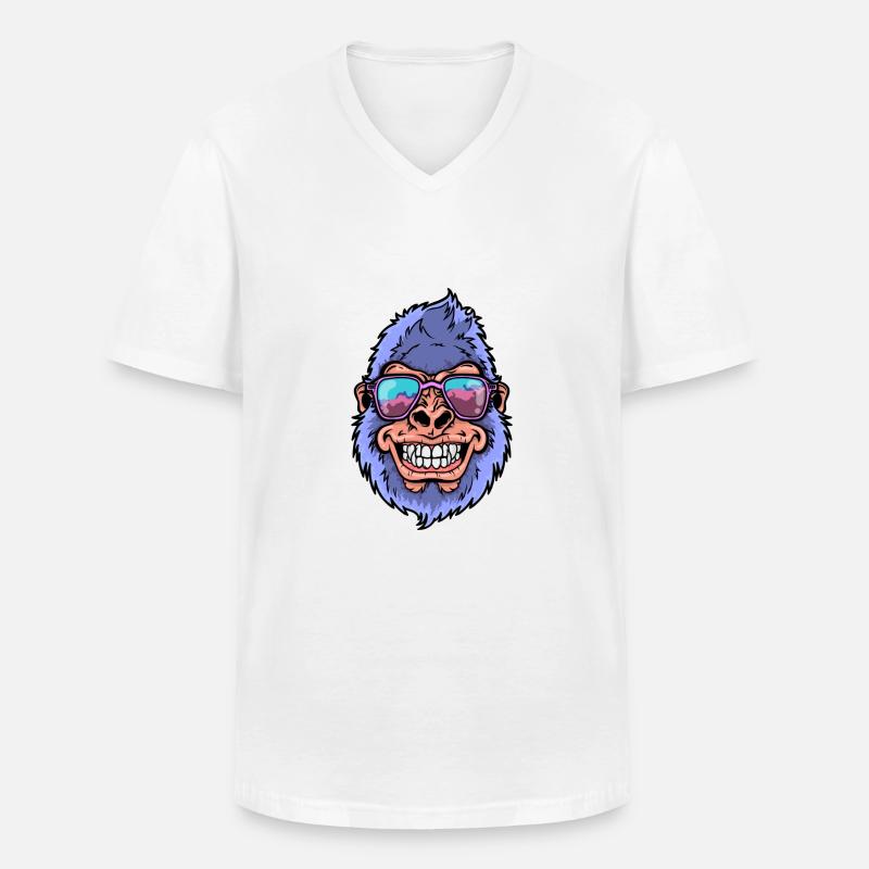 Gorilla mit Sonnenbrille - Männer-T-Shirt mit V-Ausschnitt - Weiß