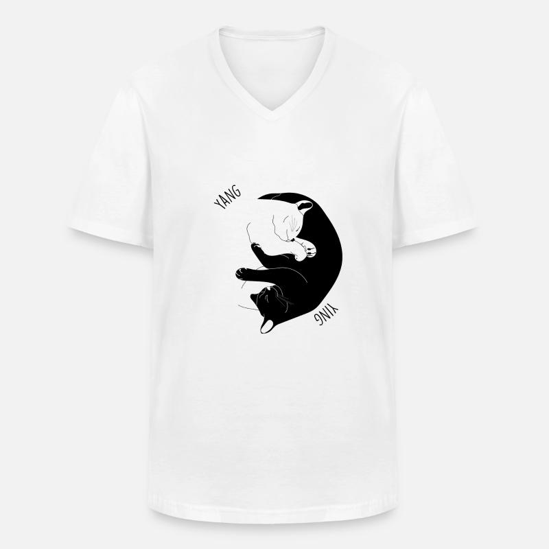 I Ging Katze - Männer-T-Shirt mit V-Ausschnitt - Weiß