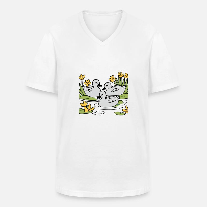Entchen - Männer-T-Shirt mit V-Ausschnitt - Weiß