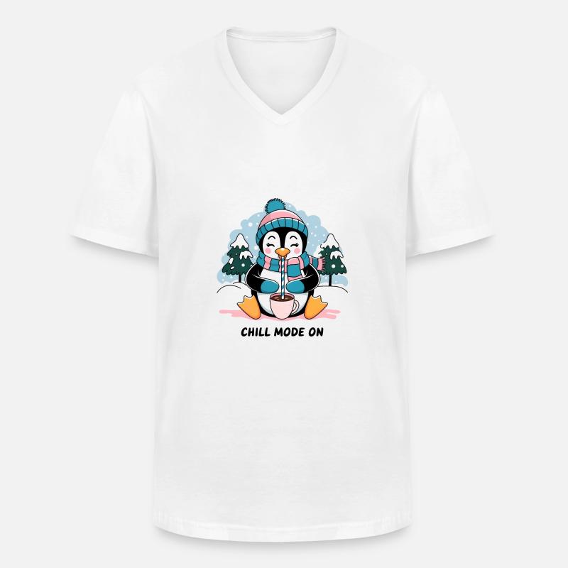 Chill-Modus Ein - Männer-T-Shirt mit V-Ausschnitt - Weiß