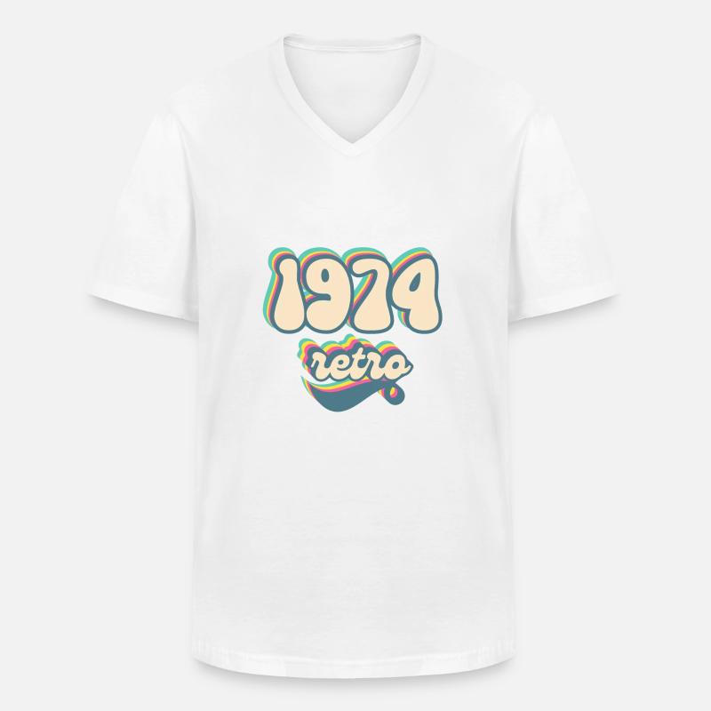 1974 Retro Geschenkidee - Männer-T-Shirt mit V-Ausschnitt - Weiß